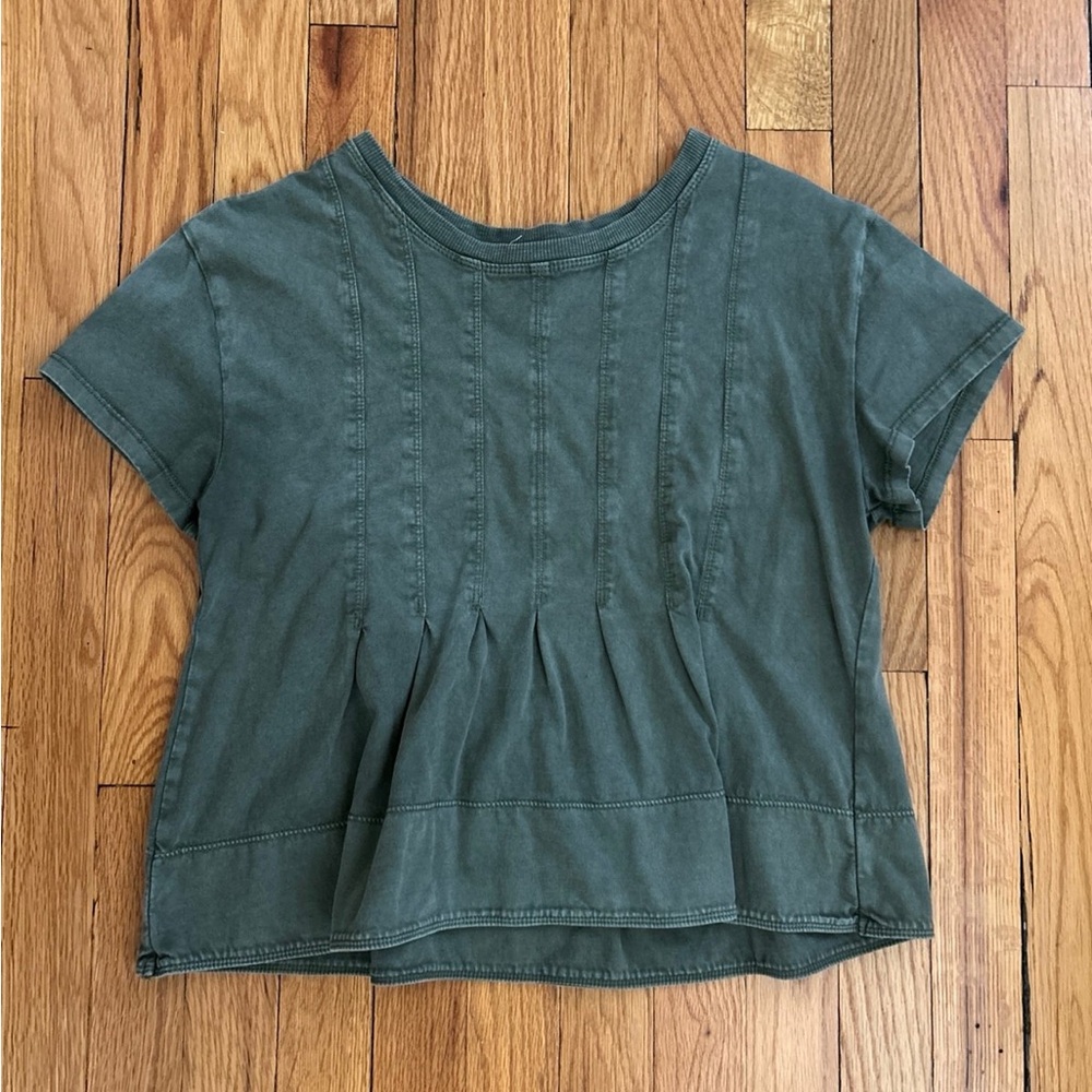Anthropologie Green Cropped Shirt
